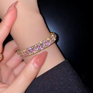 Pretty & Chic Gold Pink Zircon Cuff Bracelet Accessory Jewelry
